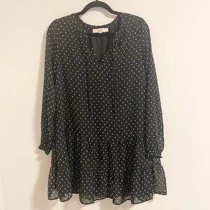 LOFT Clip Tie Neck Swing Dress XS